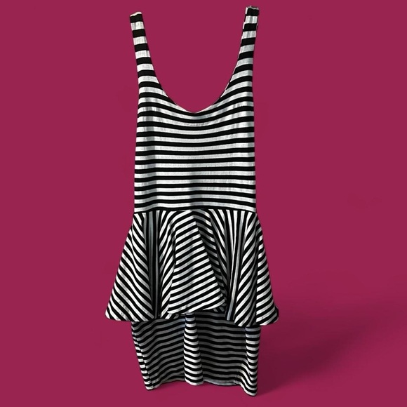 Vintage Betsey Johnson Striped Peplum Dress - Picture 1 of 6